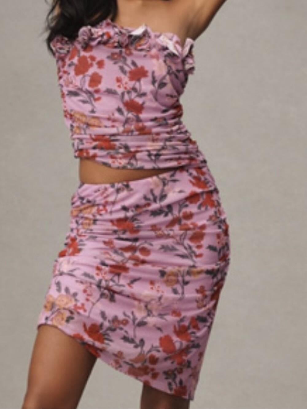 NWT Maeve Printed Mesh Knee-Length Skirt